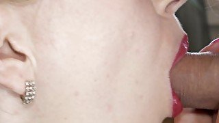 Close up throbbing blowjob - swallow cum