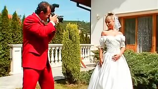 Gangbang of bride in sexy dress