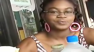 Ebony Honey gives hot blowjob to White dude in POV video