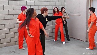 Phoenix Askani abuses lesbian inmate Odile with hardcore fingering