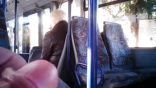 jerking for blonde mature woman on bus 2