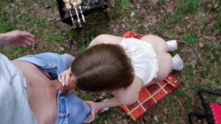 I grill meat and fuck my step sister | Outdoor Sex