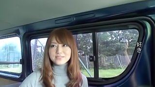 Pussy plays in the car with a horny one from Japan