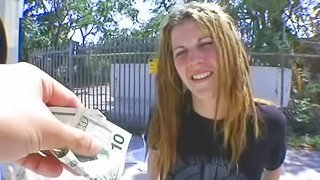 Banging van picks up freak girl wearing dreads and she fucks like real whore