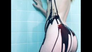 horny girl plays with chocolate for you