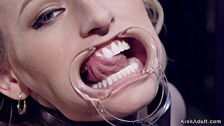 Shackled blond tormented with stakes