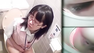 Someone put a camera in toilet and filmed Japan babes having a pee