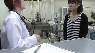 Jap vixen banged with a dildo during kinky pussy exam