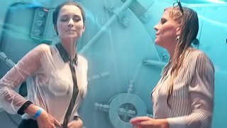Amazing European bitches soaking wet and teasing in a club