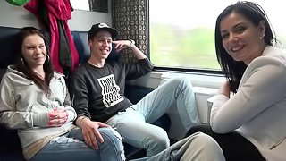Teenagers fuck on train