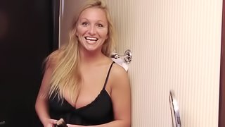 Stunning blonde Alyson spreads her legs for a hot sex session