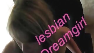 Lesbian dreamgirl. brunette girl plays with her shaved pussy and small tits on an office chair and moans.