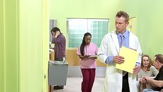 Doctor Keisha Grey sucks and fucks a coworker in his office