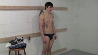 Bound muscle twink stripped and whipped - gay bondage