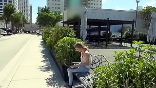 Skinny teen slut gets picked up on the street to suck a fat cock