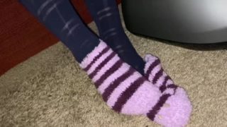Fuzzy sock tease
