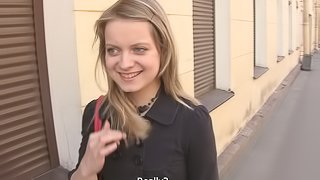 Diving Russian Blonde In Jeans Giving Massive Dick Blowjob