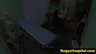 Stockinged european pussyfucked by lucky doctor