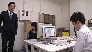 Quickie fucking in the office with a small tits Asian secretary