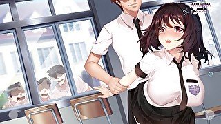 Cute brunette in school uniform fucks with classmate in public / japanese schoolgirl