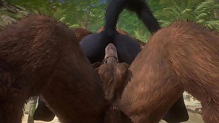 Minotaur Cums HUGE Load Inside Wolf Male (Gay Mating)  Wild Life Furry
