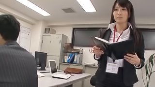 Seductive Asian office girl in a sexy pantyhose getting screwed until orgasm