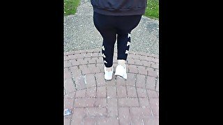 Step mom in leggings caught without panties get fucked on Public Road by step son