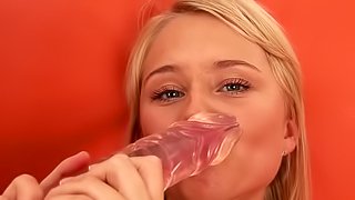 Jessica Miller sucking rubber cock with pleasure