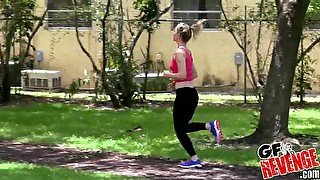 Zoey Taylor is seduced while on a jog and gets fucked hard