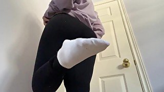 Giantess girl wearing white socks