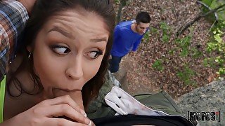 Adventurous cutie Catalina Ossa fucks her lover in the woods