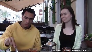 Black guy seduces a coffee shop cutie for sex