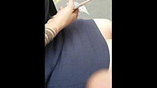 Step mom without panties in mini skirt masturbating in the waiting room area in hospital