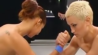 Brunette & Blonde Wrestle Each Other Before Some Serious Strap On Sex