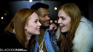 BLACKEDRAW two Beauties Hump Giant BIG BLACK DICK on Bus! - Ella hughes