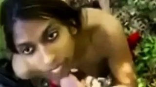 Indian girl gets a facial outdoors