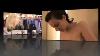 Hot german lesbians use a strapon in a changing room