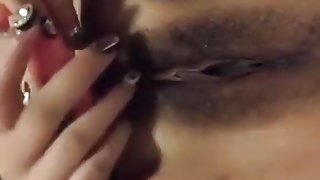 Girlfriend masturbate with pink vibrate dildo