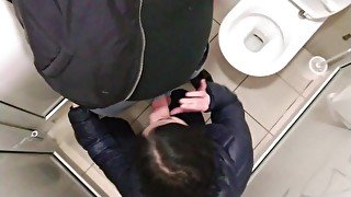 Cum shot in public toilet