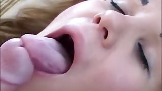 Man juice on her cute face