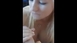 Hot blonde chick gives a delicious pov blowjob