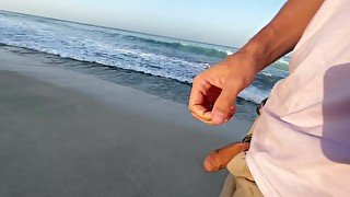 Cumming with the Ocean on an empty beach (outdoor, solo male jerk off, massive power)