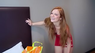 Ginger-haired college girl Farrah has her young cunt exploited
