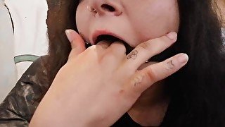 Throat fucking with open mouth gag (so much drool)