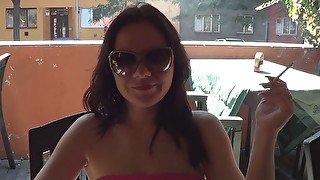 Desperate for cock brunette takes it in authentic homemade POV video