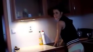 Teen loves getting dicked in the kitchen so hard