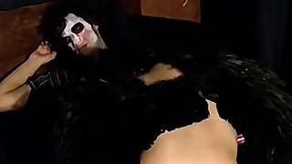 Twinks in scary costumes perform blowjobs and masturbation