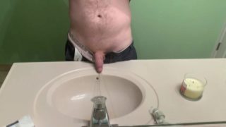 Young Thick Cock Pissing In The Sink