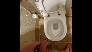 Jerk an Cum on Public Toilet