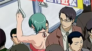 Wapanese animation containing tempting scenes in the public transport